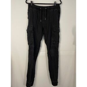 H&M Divided Black Cargo Jogger Pants Drawstring Waist‎ Pockets Women's